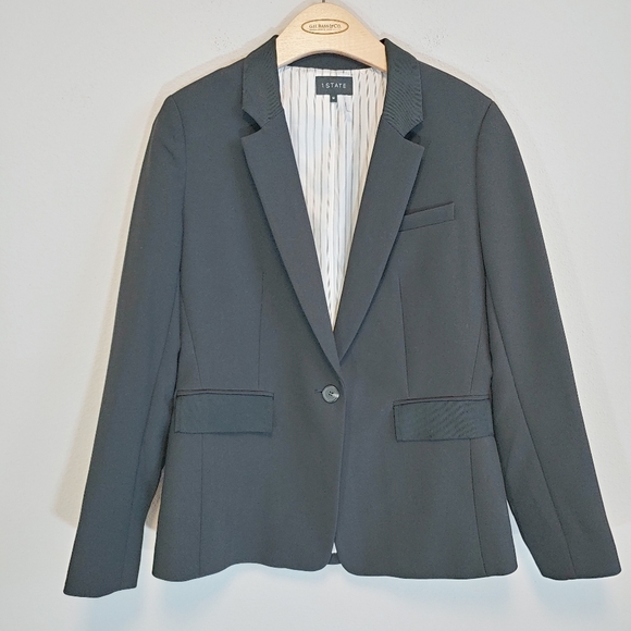 1. State Women's Black One-Button Career Office Capsule Blazer Jacket Sz 12 - Picture 1 of 11